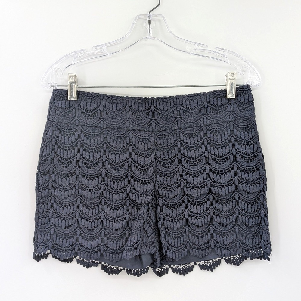 LOFT Riviera Navy Lace Overlay Shorts Size 00 4" Inseam Preppy Coquette Girl
